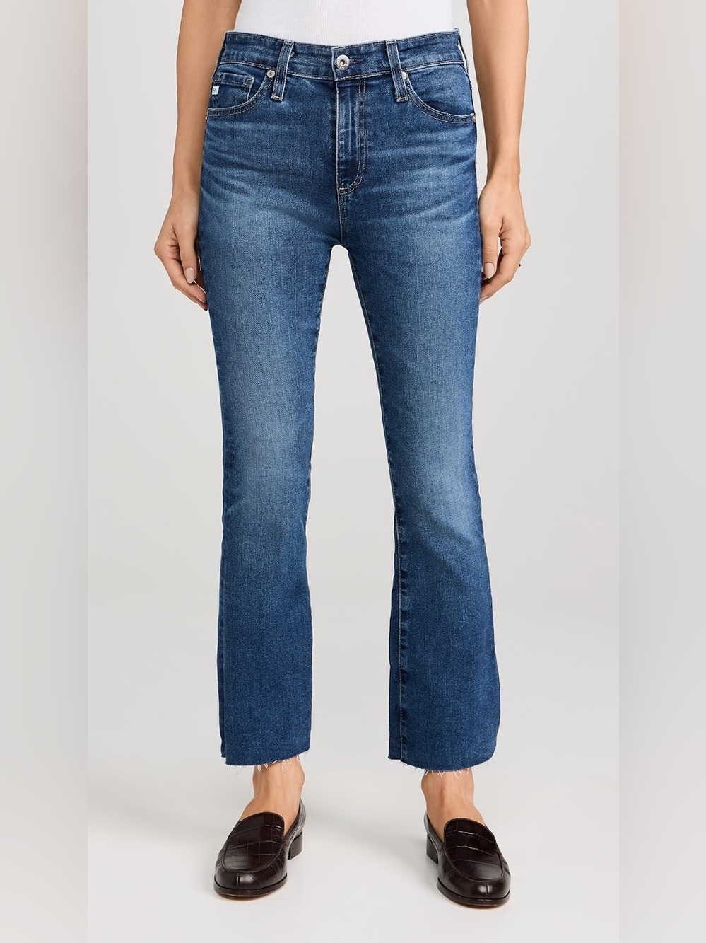 AG Adriano Goldschmied High Rise Farrah Boot Crop Blue Stretch Jeans Size 27